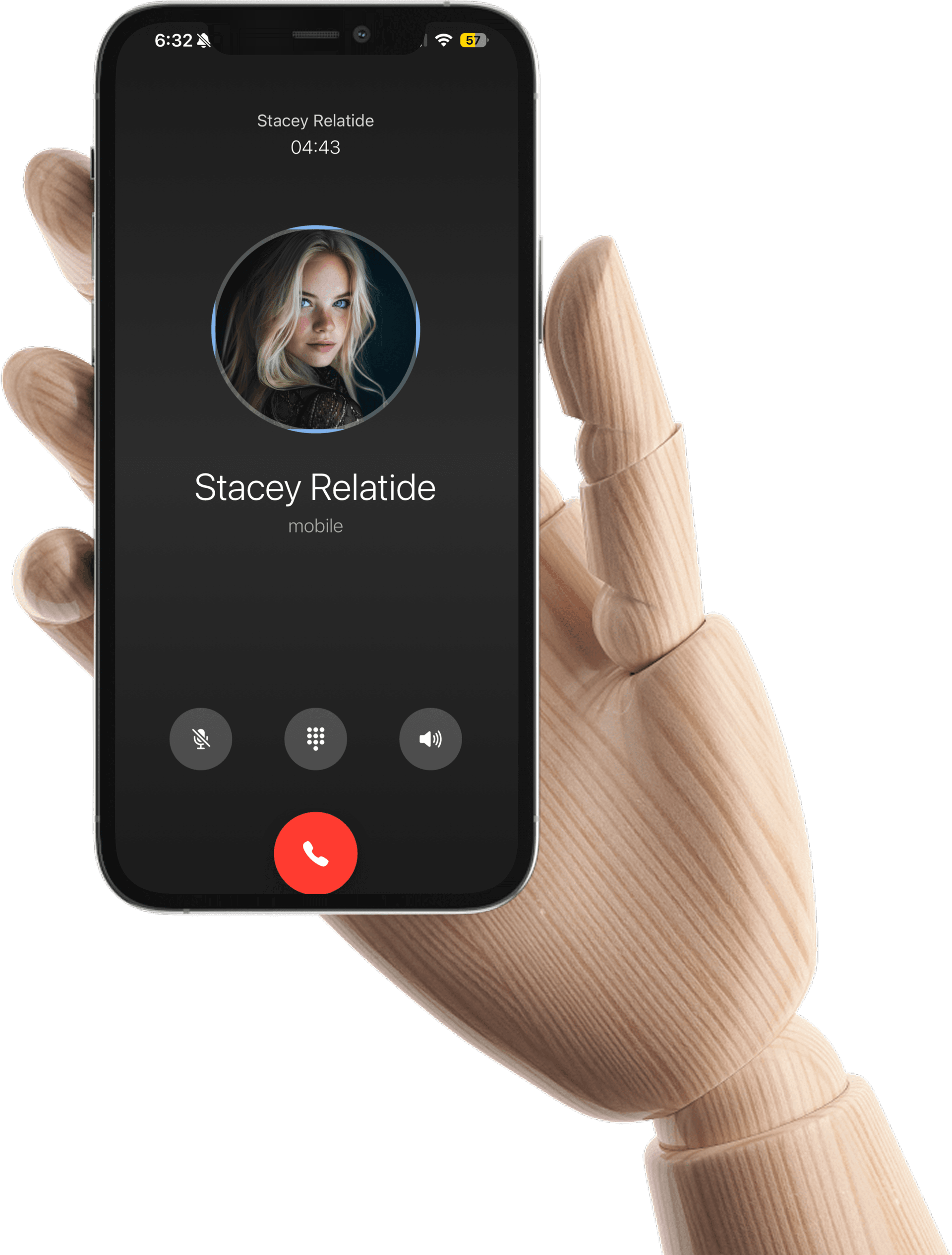 Phone showing Stacey Relatide call interface